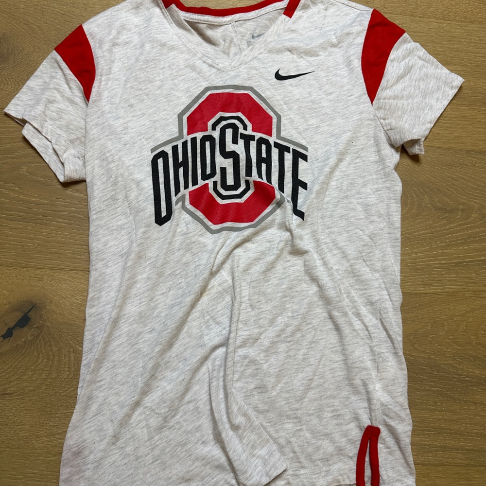 Nike Gray and Red Ohio State Tee